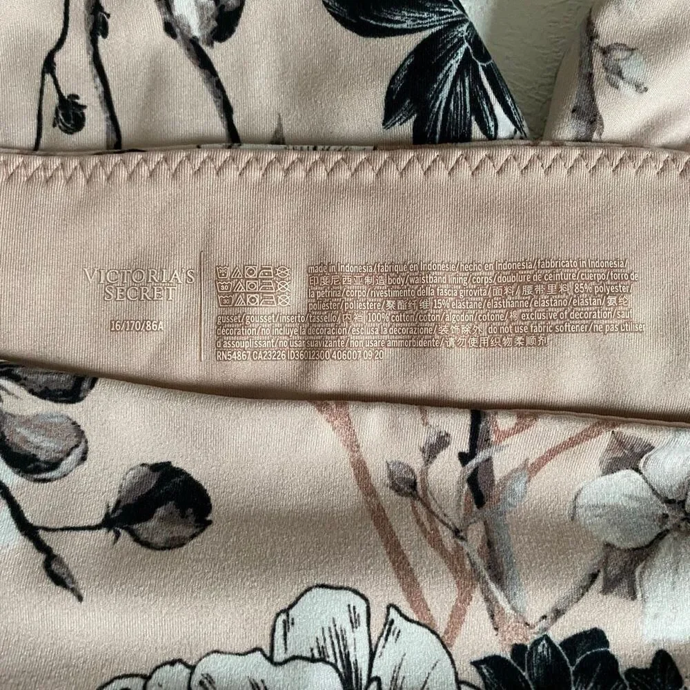 Victoria’s Secret Girls Floral Leggings Size 16 Pink Black Activewear